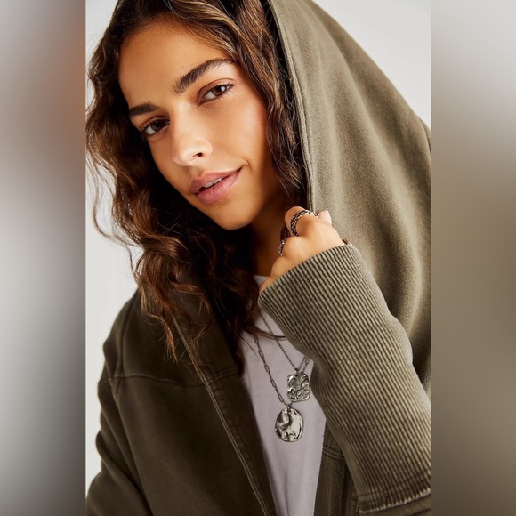 Free People | Army Green Brentwood Cardigan Sweater - Picture 4 of 5